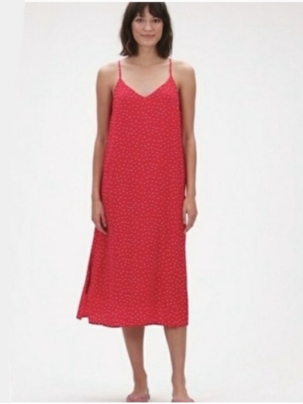 NWT GAP Red Polka Dot Midi Slip Dress SZ M